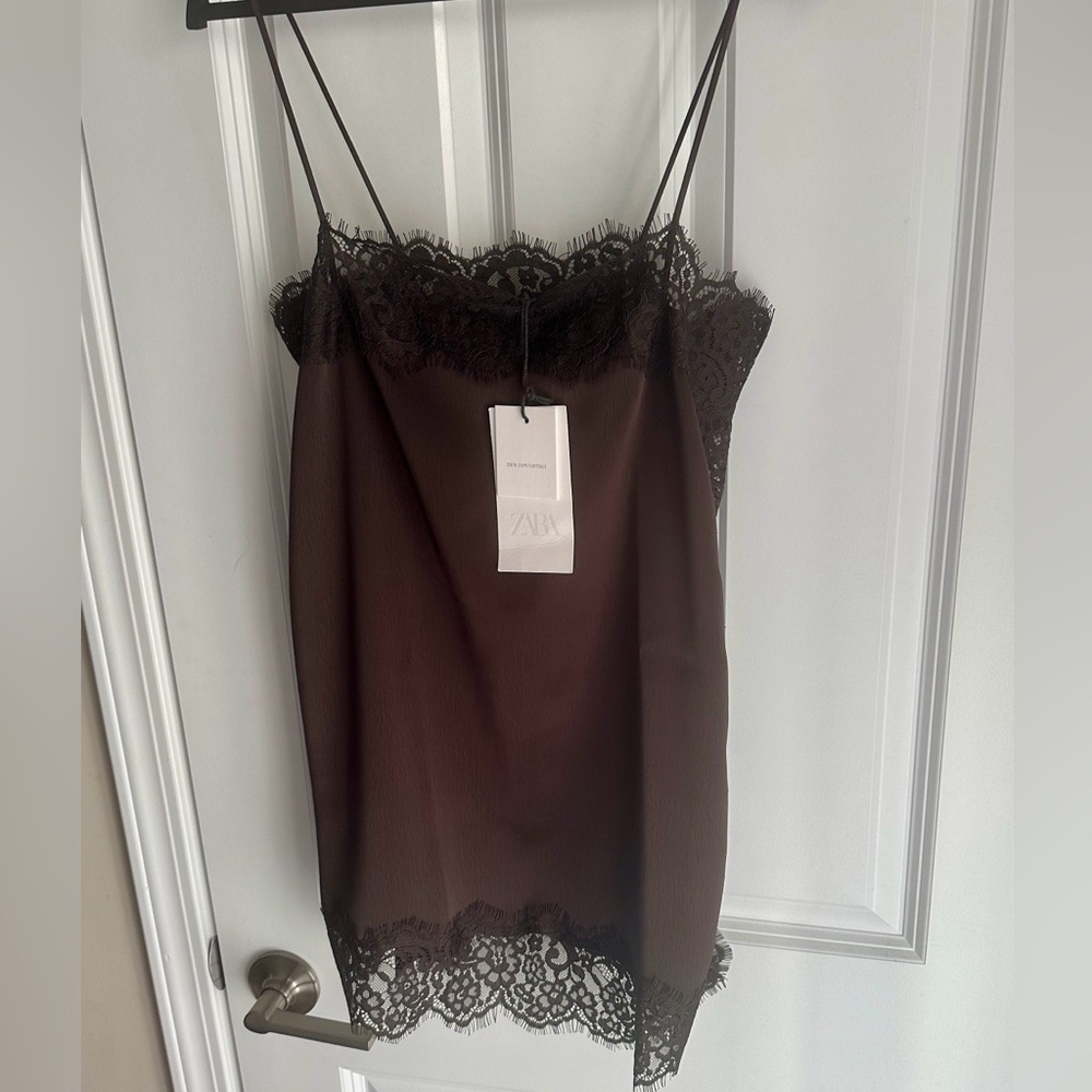 ZARA SATIN EFFECT LACE TOP ZW COLLECTION - Picture 4 of 16